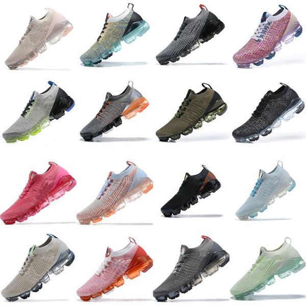 

classic fashion 2019 knit fly running shoes triple black designer men women sneakers fly white knit cushion trainers zapatos eur 36-45