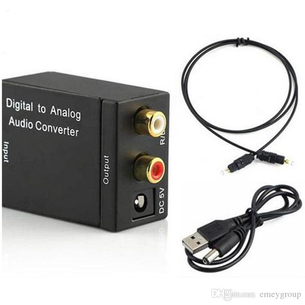 Adaptador digital de áudio digital a analógico Adaptador digital de fibra óptica RCA Toslink Signal para conversor de áudio analógico RCA para DVD