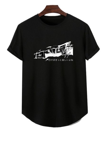 

men japanese character and figure graphic tee c2w2#, White;black