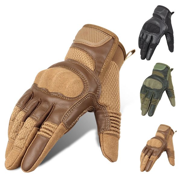 

leather motorcycle outdoor full finger sport gloves protective gear racing bikes riding enduro tactical gloves