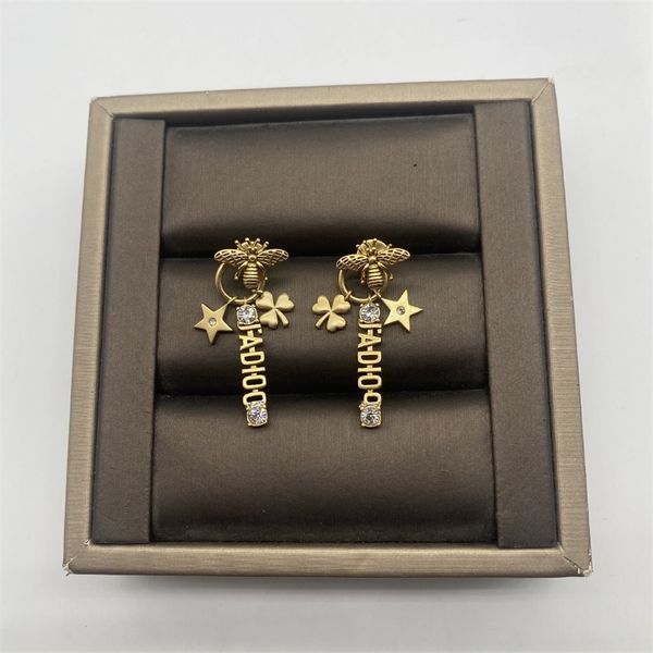 

20% off 2022 jewelry new bee letter earrings five pointed star net red same earrings women's fashion, Golden