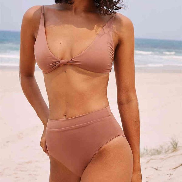 

split swimsuit women's solid color high waist swimsuit bikini, White;black