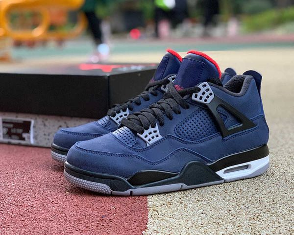 

jumpman 4 wntr basketball shoes 4s loyal blue black white outdoor running trainers sports sneakers ship with boxport