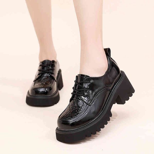 

dress shoes spring and autumn college women's thick leather shoes kchd, Black