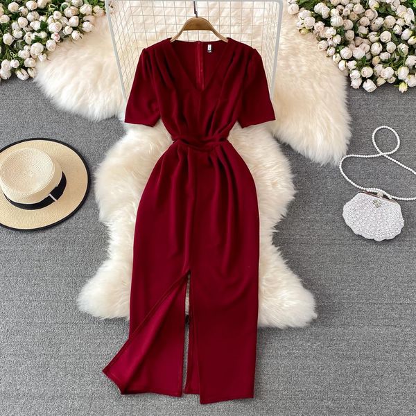 

fashion womens clothing summer ankle-length v-neck dresses women woman dress, White