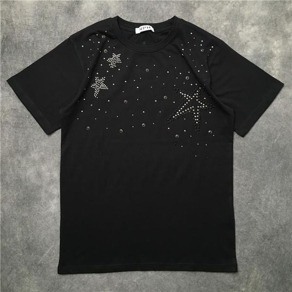 Erkek Tişörtler Yenilik 2022 Erkekler Metal Boncuklu Yıldızlar Tişörtler T-Shirt Hip Hop kaykay Sokak Pamuk Tee Top Kenye S-XXL #K50MEN