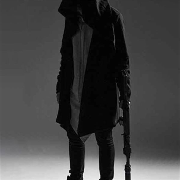 

hip hop hoodie men black gothic streetwear alan walker cardigan sweatshirt 220402
