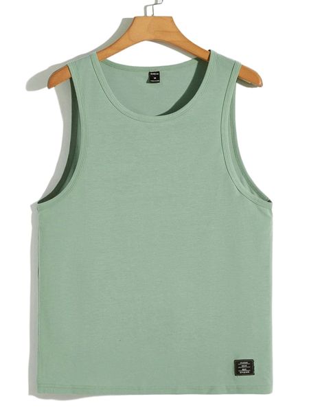 

men letter patched tank r6bm#, White;black