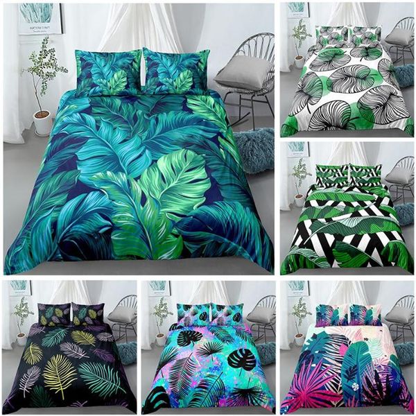 Yatak setleri palmiye yaprakları set nevresim kapak yastık kılıfları için ev yatak odası lüks yatak 2 3pcs bohemian cormorterbing181b