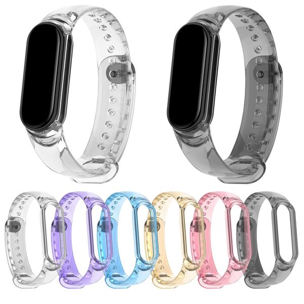 Sunshine Change Renk Bilek Bandı Kayışı Xiaomi Mi Band için 6 5 4 3 Bileklik Şeffaf Jelly Watchband Su Geçirmez Spor Bilezik Miband3 Miband6 Aksesuarları