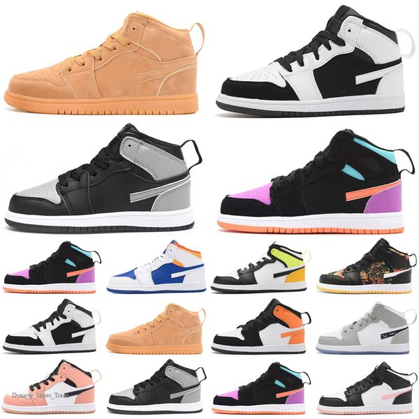 

2021 1 shoes wolf grey blue black white red prom night kids sneakers tennis children multi sports