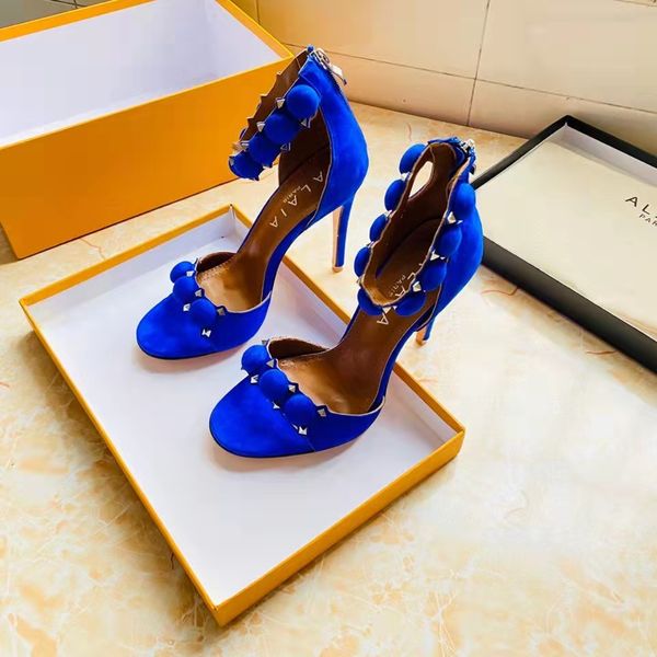 

new season shoes alaia bombe studded suede sandals blue paris, Black