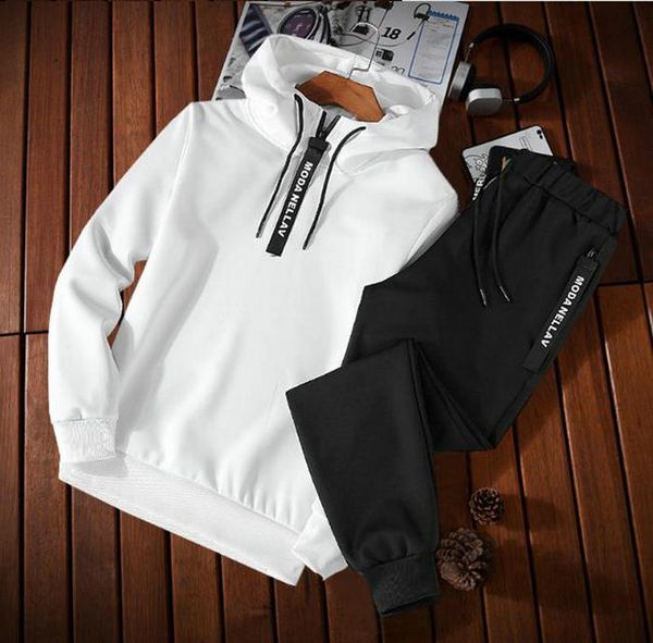 

solid color men tracksuits spring autumn men's sets 2022 fashion sportswear casual men two pieces set hoodies pants sports suits, Gray
