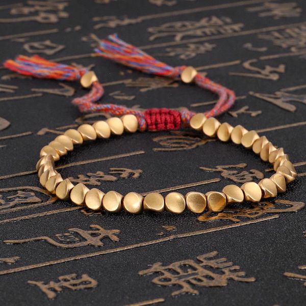 

handmade tibetan buddhist bracelets strand on hand braided copper beads lucky rope bracelet amp bangles for women men dropshiping, Black