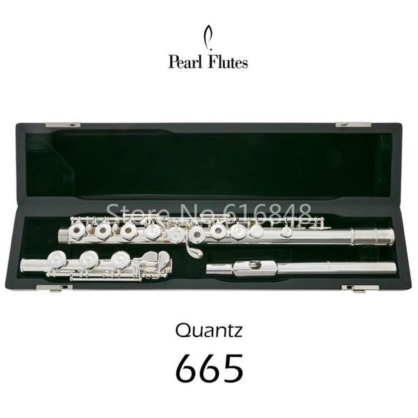 

pearl quantz pf-665 flute 17 keys open holes silver plated surface cupronickel flute brand musical instrument with e key case278l
