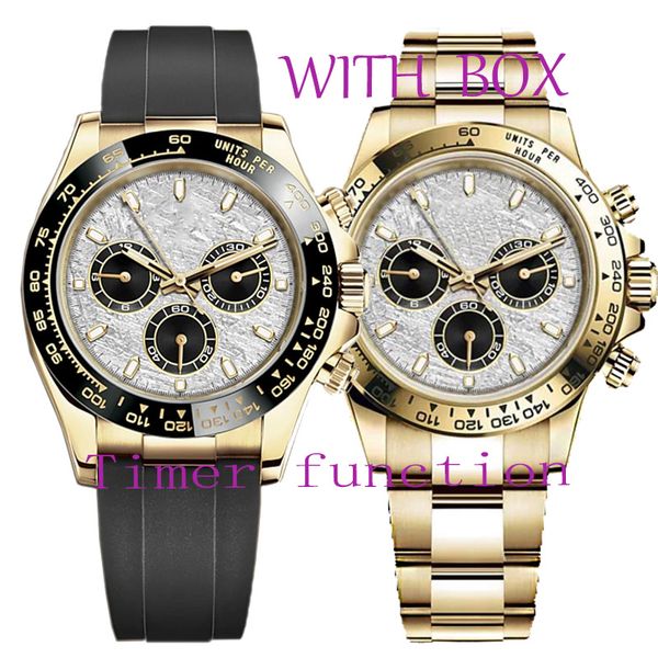 

men's new timer function watch 40mm rubber. stainless steel. bracelet sports waterproof luminous, Slivery;brown