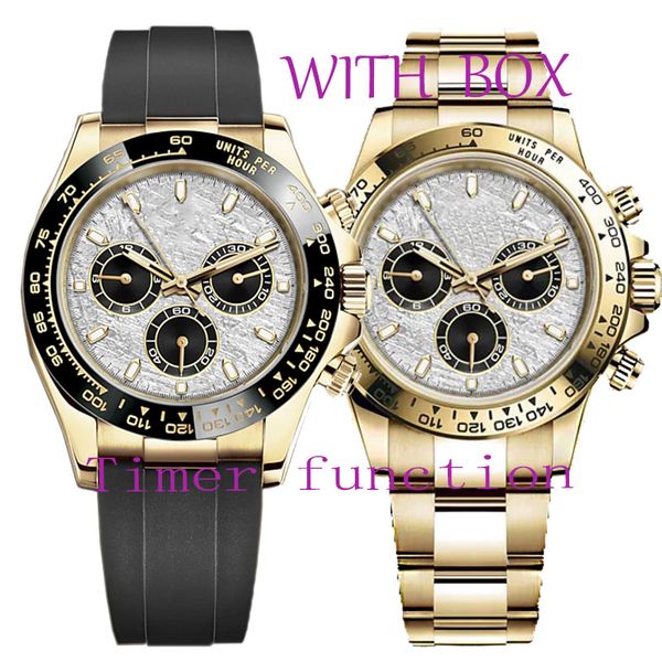 Relógio de luxo designer relógios automáticos para homens relógios de alta qualidade nova função temporizador relógio 40mm borracha. Pulseira de aço inoxidável esportiva luminosa à prova d'água