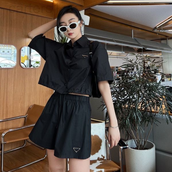 

two piece dress designer 22 new nylon fabric meat skimming thin black shirt with jacket + shorts two-piece suit 43sf, White