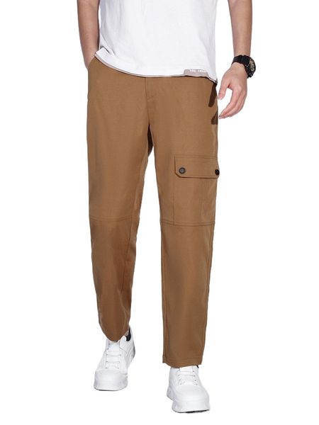 

men flap pocket front tapered pants e2rv#, Black