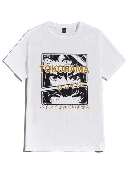 

men figure & japanese letter graphic tee s2iv#, White;black