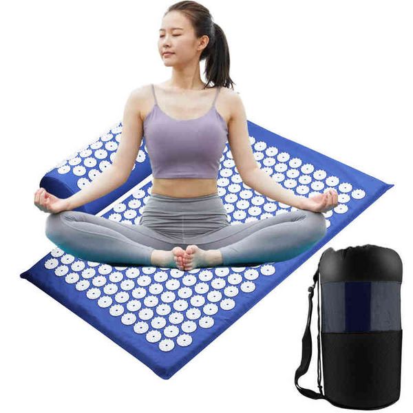 

yoga massage mat acupressure relieve stress back body pain spike cushion t220802