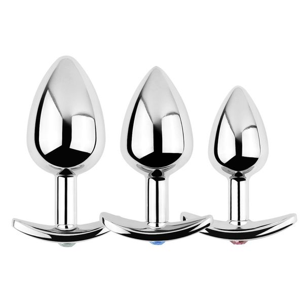 Metal Butt Plug Anal Unisexy Stopper sexy 3 brinquedos para adultos de tamanho diferente para homens/mulheres casais de treinador