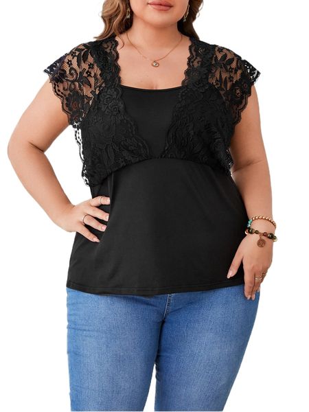 

emery rose plus contrast lace n0si#, Black