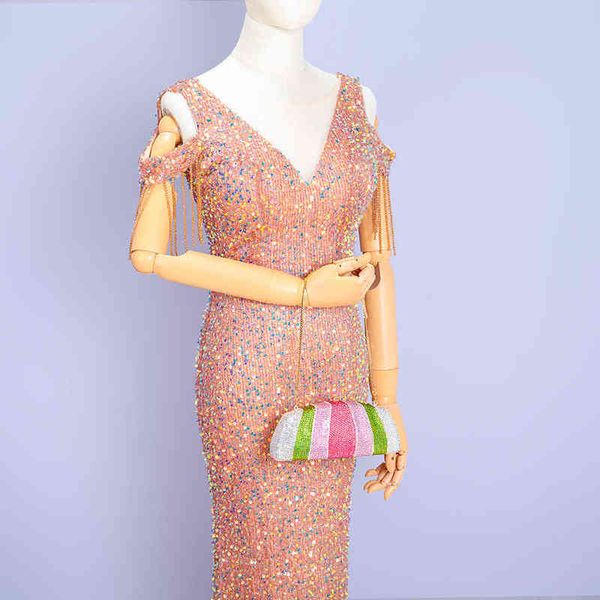 

evening bag color crystal money for wedding party new metal rhinestone clutch purse and handbag luxury designer 220622
