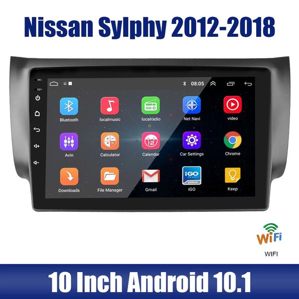 

10.1 inch hd touchscreen android car video radio for nissan sylphy 2012-2018 with wifi bluetooth music usb aux