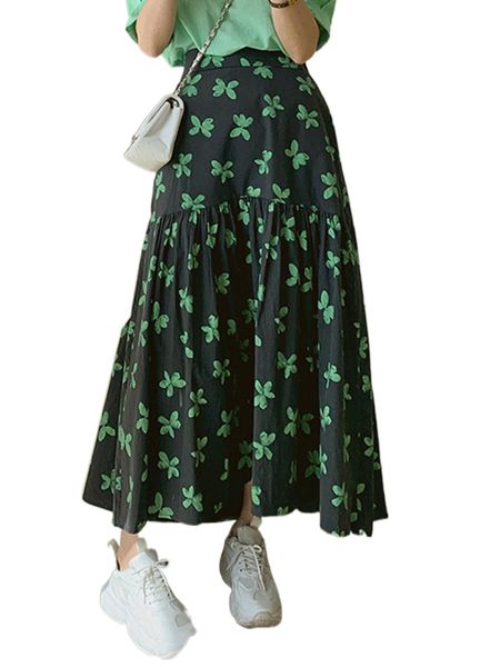 

dazy floral ruffle hem skirt f3gk#, Black