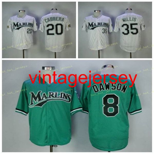 

retired 8 andre dawson baseball jersey 20 miguel cabrera 35 dontrelle willis vintage retro cooperstown mesh stitched pullover, Black