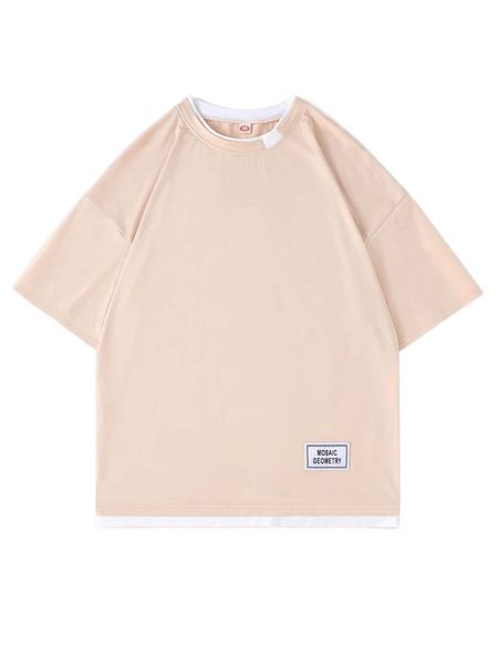 

men letter patched detail drop shoulder tee q1ox#, White;black