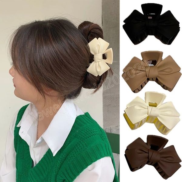 

korean fashion bowknot large hair claws acrylic hairpins barrette headwear for women girls hair clips hair accessories, Slivery;golden