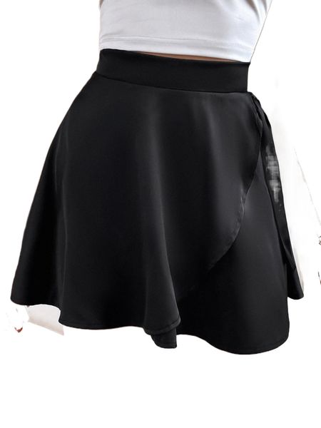 

tie side flared skirt g564#, Black