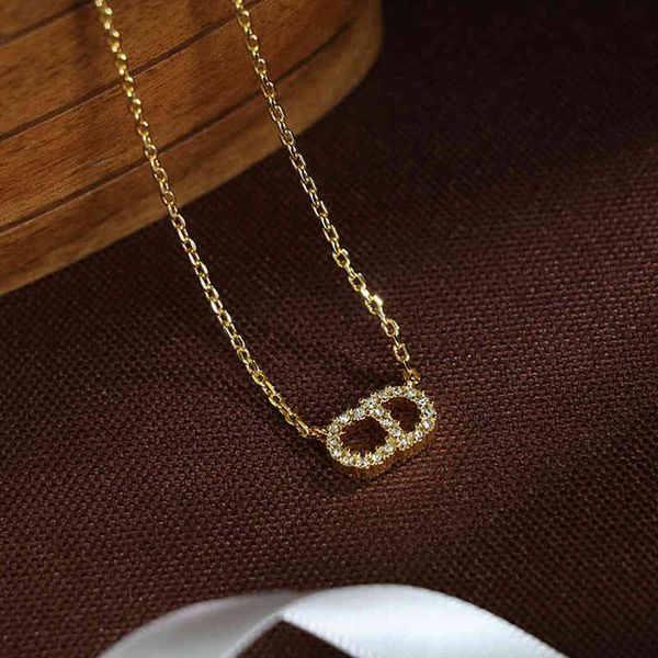 

2022 factory wholesale new small necklace light gold inlaid diamond dijia versatile choker necklace, Silver