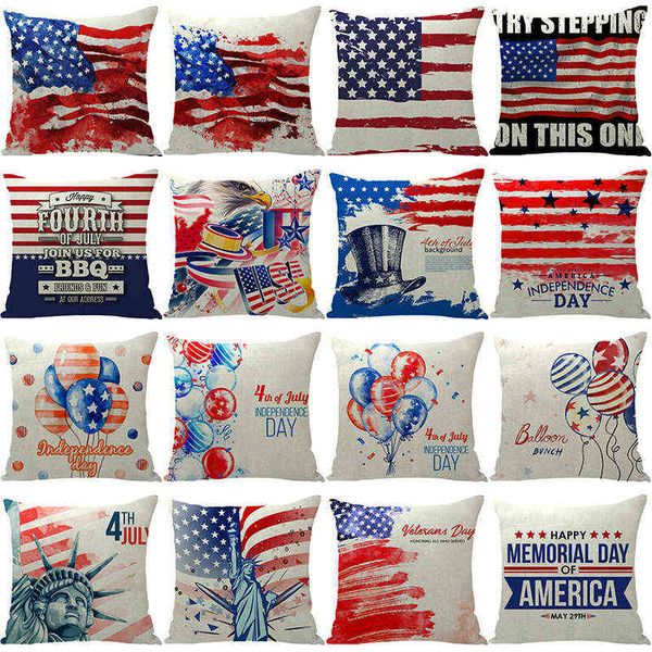 

luxury designer cushion decorative pillow american independence day pillow case national day letter balloon sofa pillow cushion cover househ