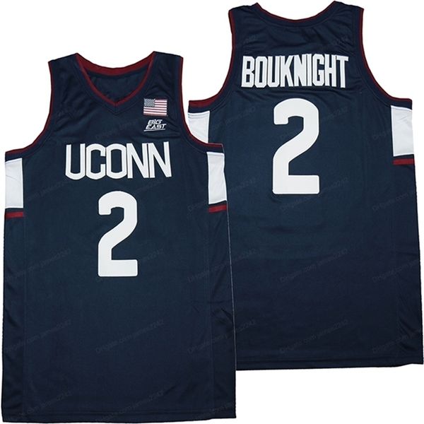 Nikivip 2021 Novo atacado barato UConn James Bouknight Basketball Jersey Men's All Stitched Blue Size S-XXXL Qualidade superior