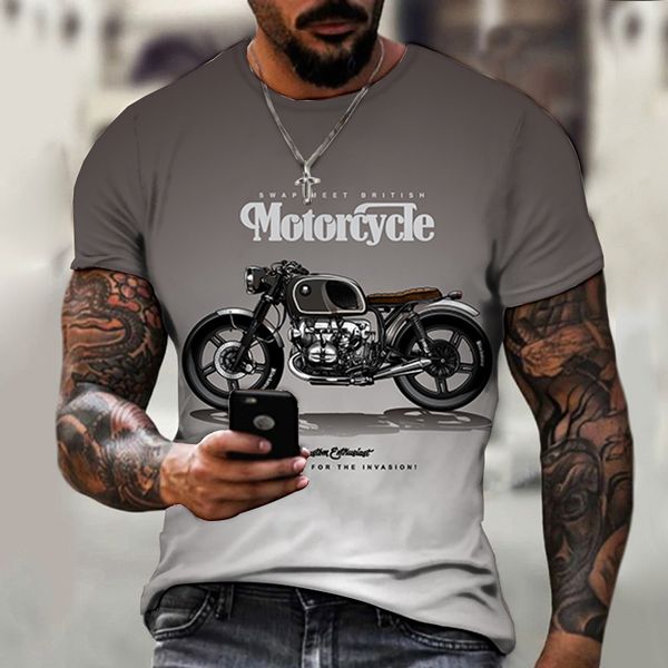 

summer mens oversized retro shortsleeved tshirts fashion retro motorcycle series patterns 3d printed oneck tshirt 220704, White;black