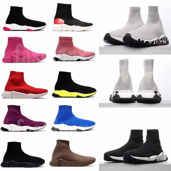 

designer men women casual shoes 2 .0 1 .0 speed trainer sock boots socks boot speeds shoe runners runner sneakers k shoe''balencai, Black