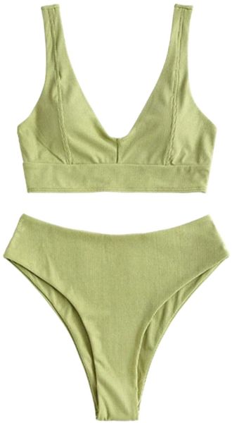 

women halter tie swimsuit high cut bikini o-ring ribbed cutout tanga bikini swimwear 32cx#, White;black