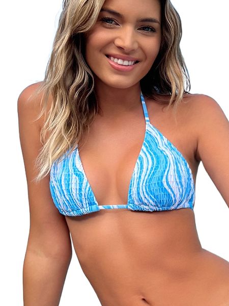 

random fluid print smocked bikini 10vw#, White;black