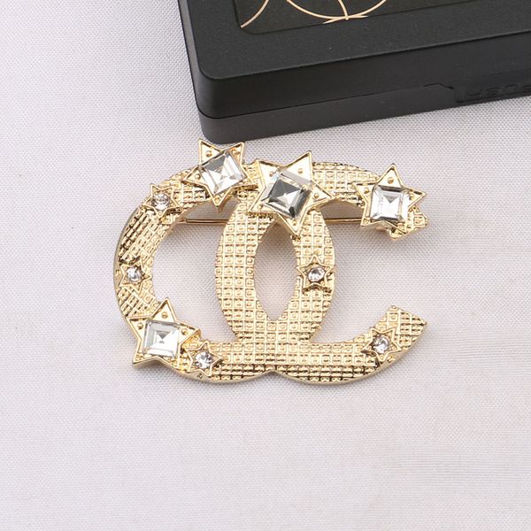 

individuality women brand designer letters brooch fashion famous double letter tassel pearl luxury couples star crystal rhinestone suit pin, Gray