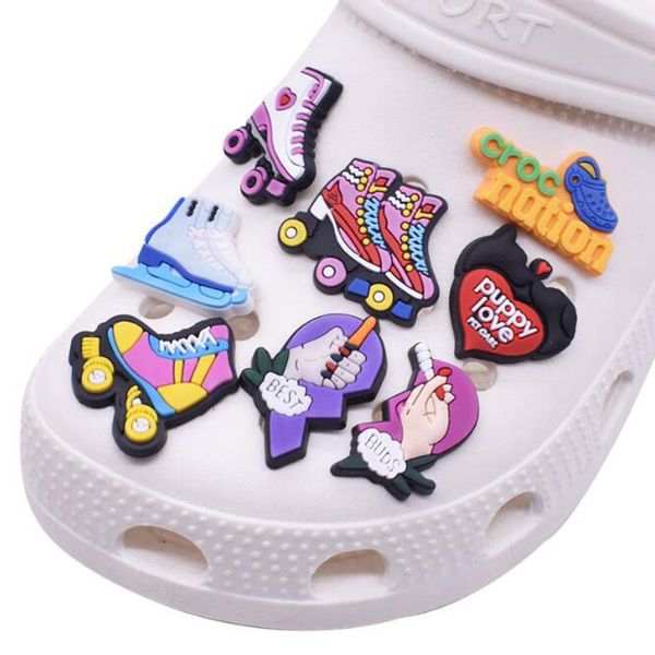

fast delivery 2000pcs style sport croc charms shoe part accessories soft rubber clog garden shoe flower decoration buckle wholesale, White;pink