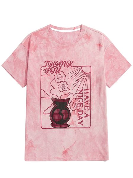 

romwe guys tie dye letter graphic tee x55f#, White;black