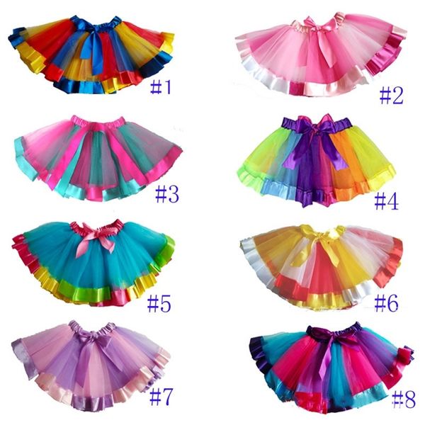 Fashion Summer Children Salia Tutu Girls Rainbow Skirt Dance Saias Crianças Skirtzc1161