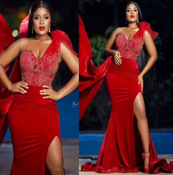 

2022 plus size arabic aso ebi red mermaid luxurious prom dresses beaded crystals evening formal party second reception birthday engagement g, Black