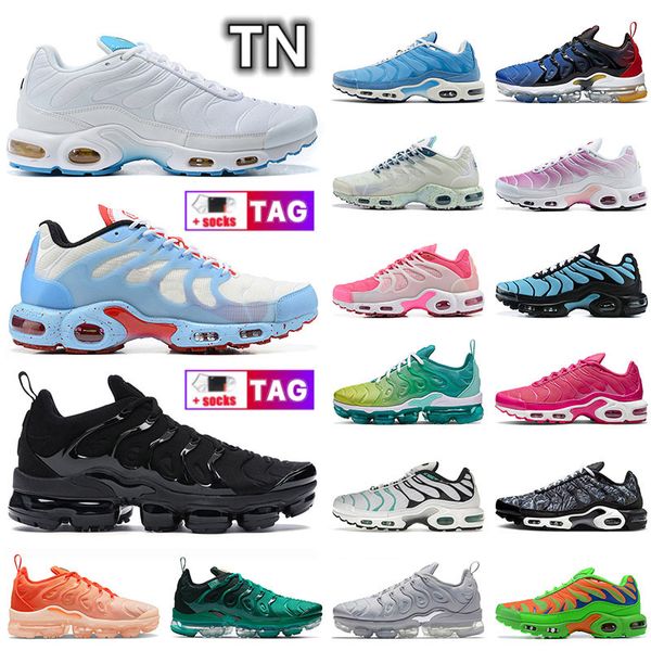 

mens womens soft cushions tn plus running shoes designer 2022 terrascapes university blue pink fade triple black whtie bleached aquasneakers