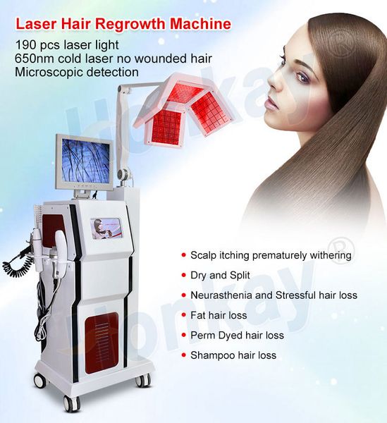 650 nm rote Photobiomodulation Lichttherapie Haarwuchs-Laser Anti-Haarausfall-Maschine Hochfrequenz-Elektrotherapie Ozonkamm 5-in-1-Ausrüstung für Kopfmassagegerät