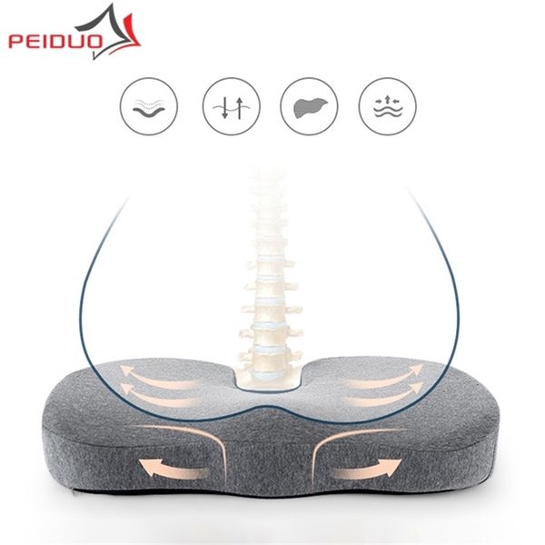 Peiduo GEL Улучшенная подушка сиденья ортопедический гель Память пена CoCCyx подушка для хвостовой боли офисный стул автомобильный сиденье 220402
