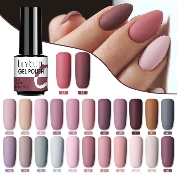 

lilycute 7ml polish autumn winter color semi permanent matte coat needed soak off uv led nail art gel varnish 220711